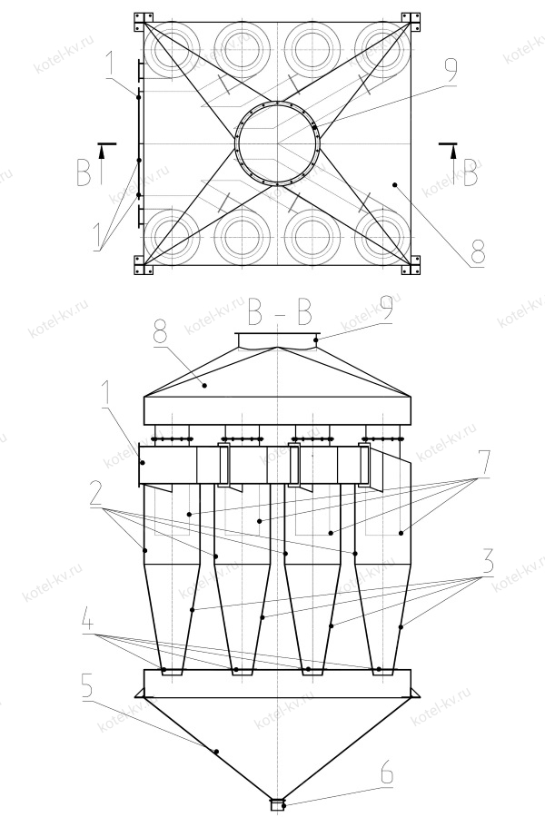 Циклон ЦН-15-8СП. Схема